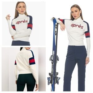 NWT Alexia Admor Jenni Knit ski Après Turtleneck Sweater in ivory, red, and navy